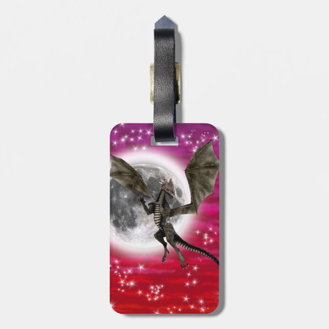 Black Dragon - Mythical Fantasy Creature Red Himme Bagagebricka (Baksidan Lodrät)