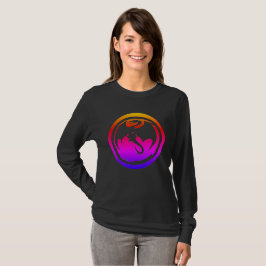 Black Dragon neon Women Black långärmad shirt T Shirt