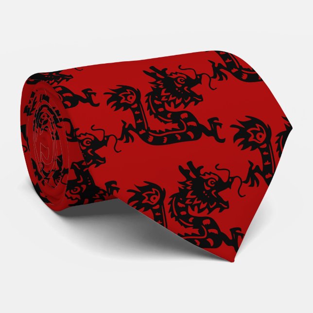Black Dragon Papercut Chinese New Year Zodiac Red Slips (Rullad)