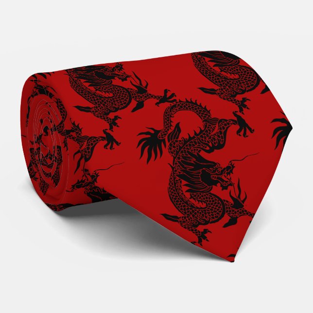Black Dragon Papercut Chinese New Year Zodiac Red Slips (Rullad)