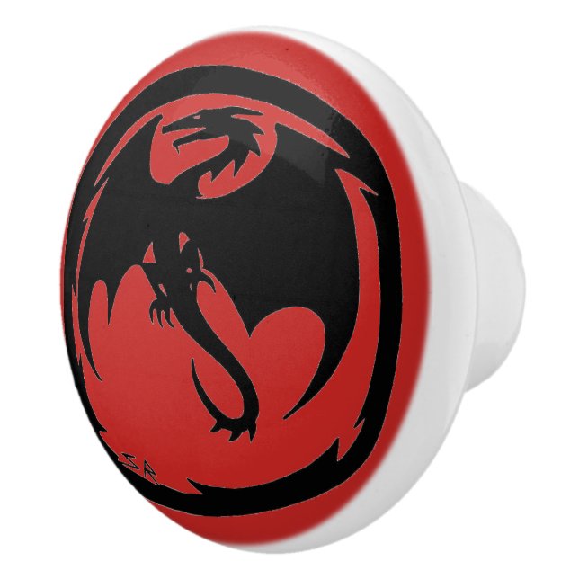 Black Dragon Red ceramic knobb Knopp (Höger)