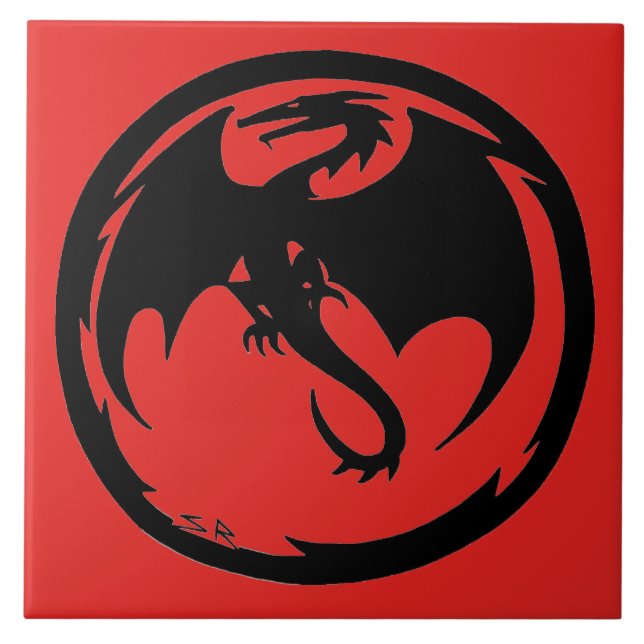 Black Dragon Red, stor panel Kakelplatta (Framsidan)