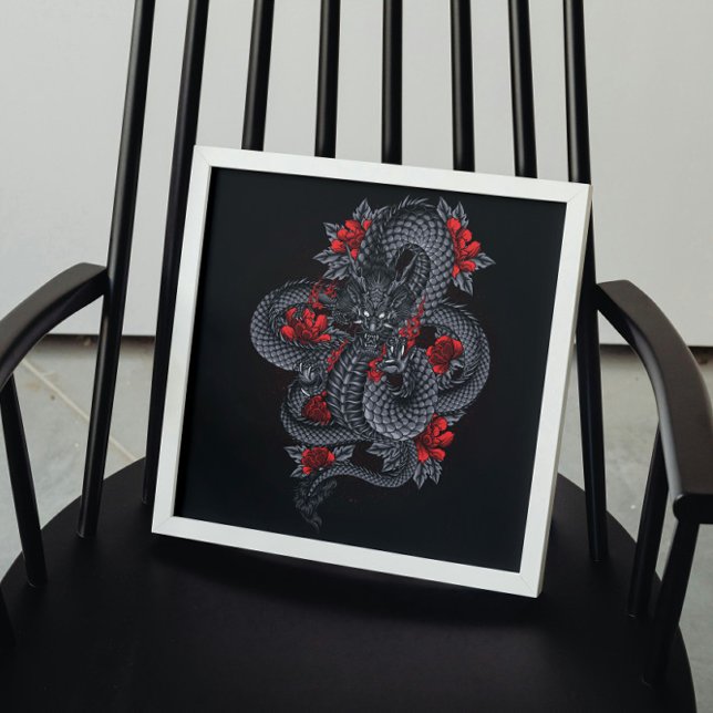 Black Dragon, Röd ros Poster (Skapare uppladdad)