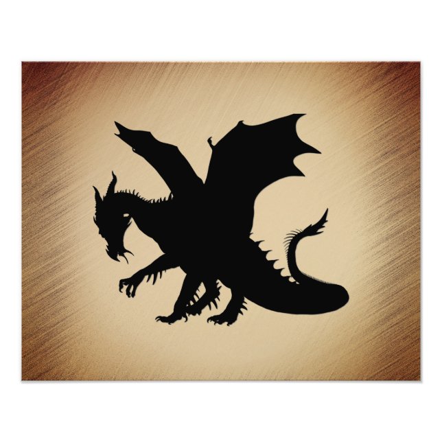 Black Dragon Rustic Background Fototryck (Framsidan)