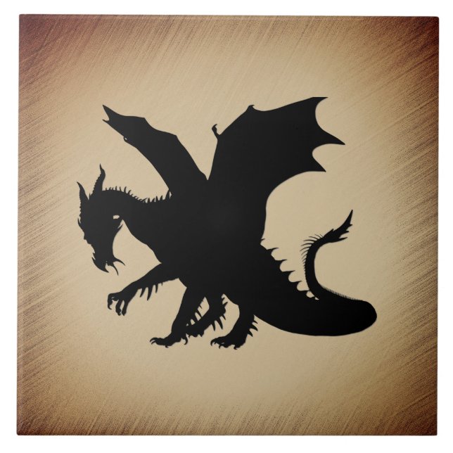 Black Dragon Rustic Background Kakelplatta (Framsidan)