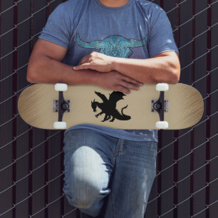 Black Dragon Rustic Background Mini Skateboard Bräda 18,5 Cm