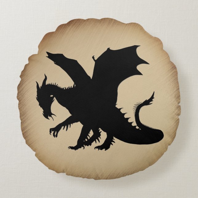 Black Dragon Rustic Background Rund Kudde (Framsidan)