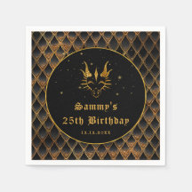 Black Dragon Scales Guld Faux Glitter Birthday