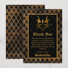 Black Dragon Scales Guld Faux Glitter Birthday Tack Kort