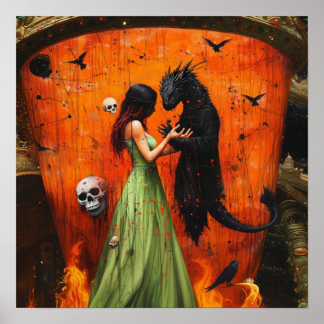 Black Dragon Shadow Work Witchy AI Art Matte Value Poster (Framsidan)