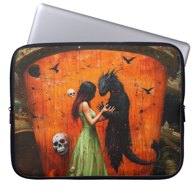 Black Dragon Shadow Work Witchy Recovery AI Art Laptop Fodral (Framsidan)