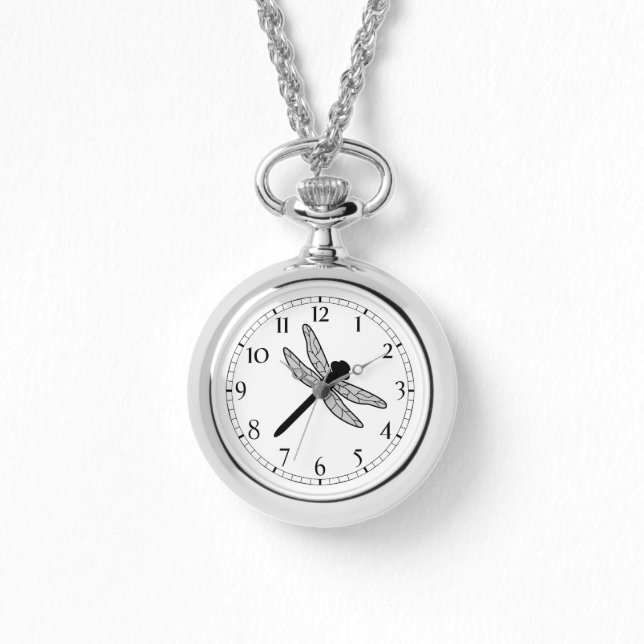 Black Dragonfly Silhouette Armbandsur (Framsida)