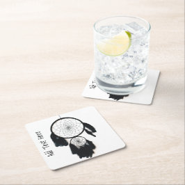 Black Dreamcatcher på vit bakgrund Underlägg Papper Kvadrat