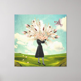 Black Dress Dried Flower Bouquet & Himlar Collage Canvastryck