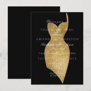 Black Dress Golden Sparkly Minimum Forme Sequin Inbjudningar