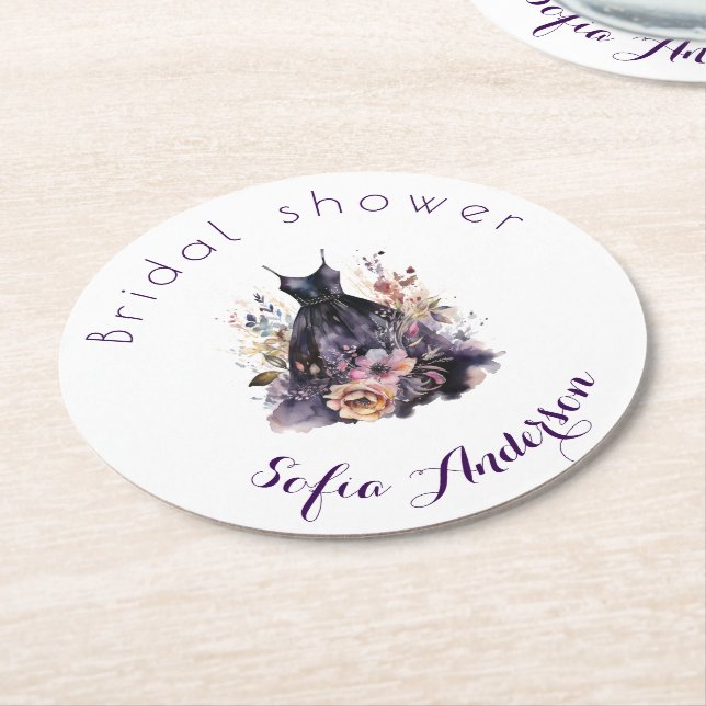 Black dress lila möhippa underlägg papper rund (Vinklad)