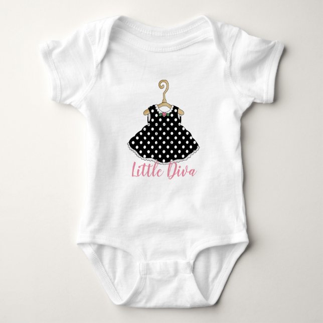 Black Dress Litte Diva Infant Creeper T Shirt (Framsida)