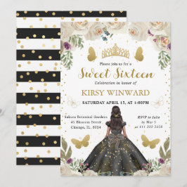 Black Dress Mörk Skin Princess Sweet 16 Inbjudningar