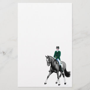 Black Dressage Horse Stationery Brevpapper