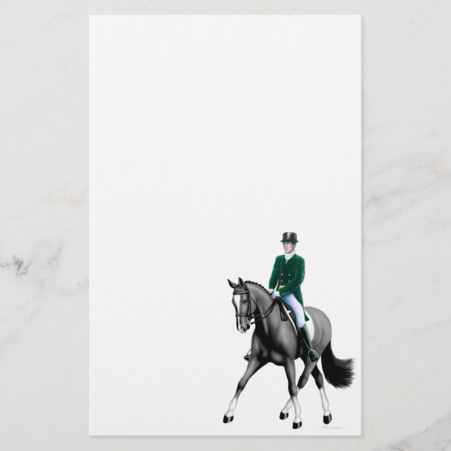 Black Dressage Horse Stationery Brevpapper (Framsida)