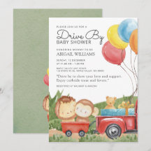 Black Drive by Woodland Animals Lastbil Baby Showe