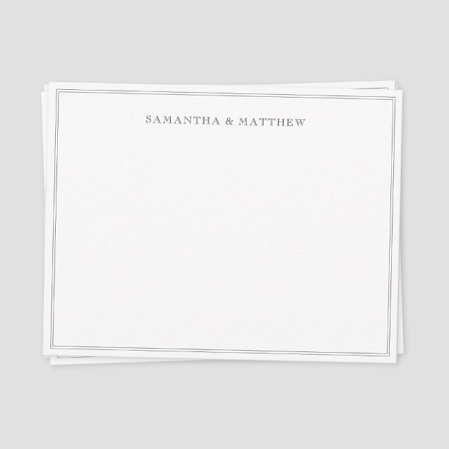 Black Dubbla Gräns par Anteckningskort (Classic vintage double border couple note card)