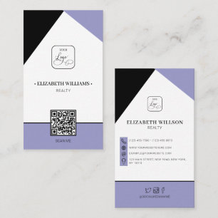 Black Dusty Lila Anpassningsbar Business Logotyp & Visitkort