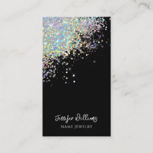 Black Earring Jewelry Holography Glitter Visning Visitkort