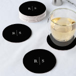 Black & Ecru Editable Färg Monogram Bröllop Underlägg Papper Rund<br><div class="desc">Avsluta din bröllop-cocktail-timmars dekoration i elegant stil med dessa monogram underlägg i rik svart med initialer i traditionell serif-ecru-skrift. Ändra enkelt färg så att det matchar dina inbjudningar genom att klicka på "anpassa" och markera önskad bakgrund och färg.</div>