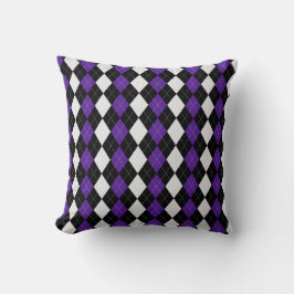 Black & EGGPLANT LILA Diamonds ARGYLE Mönster Kudde