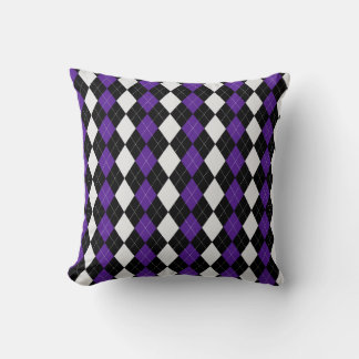 Black & EGGPLANT LILA Diamonds ARGYLE Mönster Kudde