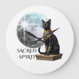 Black Egyptian Cat Secret Spirit Sticker Stor Klocka