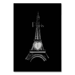 Black Eiffel Torn Paris Bord Card Bordsnummer