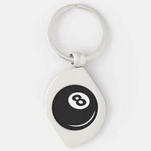 Black eightball-klangerklapp för bassäng-spelare swirl silverfärgad nyckelring