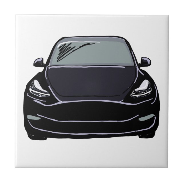 Black Electric Fordon SUV-Teckning Kakelplatta (Framsidan)
