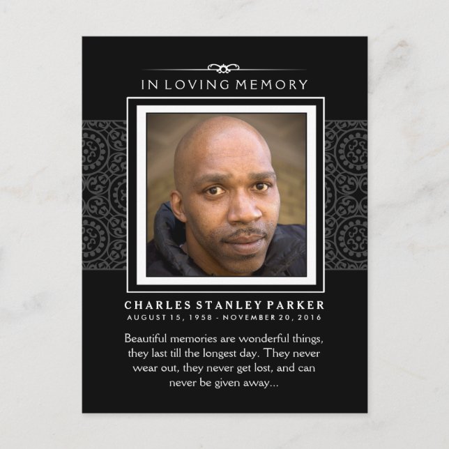 Black Elegance Sympathy Tack Photo PostCard Vykort (Framsida)