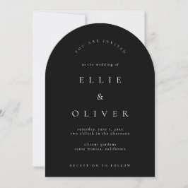 Black Elegant Arch Modern Simple Bröllop Inbjudningar