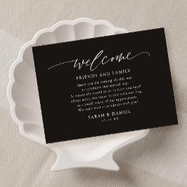 Black Elegant bröllop Welcome Gift Bag-kort Tilläggskort