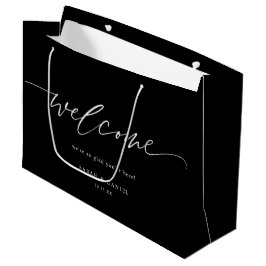Black Elegant Calligraphy Bröllop Welcome Gift Bag