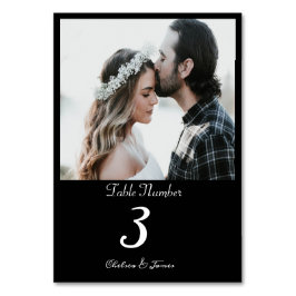 Black Elegant Calligraphy Photo Bröllop Anpassning Bordsnummer