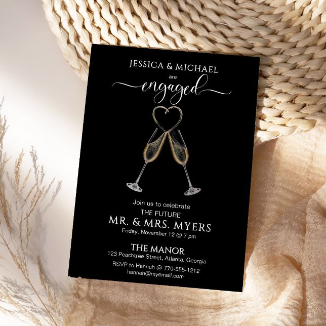 Black Elegant Champagne Guld Heart Engagment Party (Skapare uppladdad)