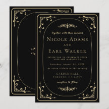 Black Elegant Deco Guld Retro Bröllop