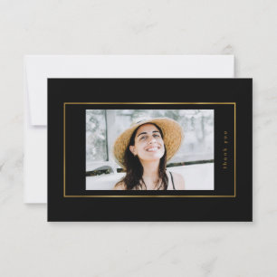 Black Elegant Foil Gräns Photo Universiteten Grad Tack Kort