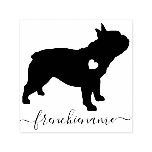 Black Elegant Fransk Bulldog Självfärgande Stämpel (Design)