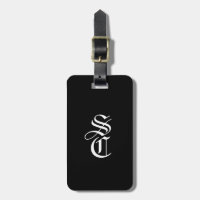 Black Elegant Gothic Monogram Namn Medieval Typo