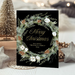 Black Elegant Gräs Greenery | GULD GOD JUL Helgkort