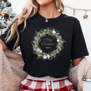Black Elegant Gräs Greenery   GULD GOD JUL T Shirt