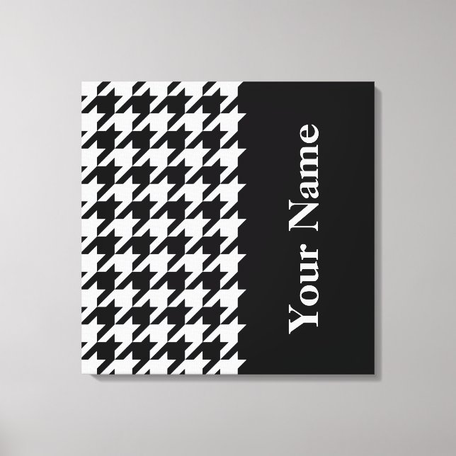 Black Elegant Houndstooth med namn Canvastryck (Framsida)