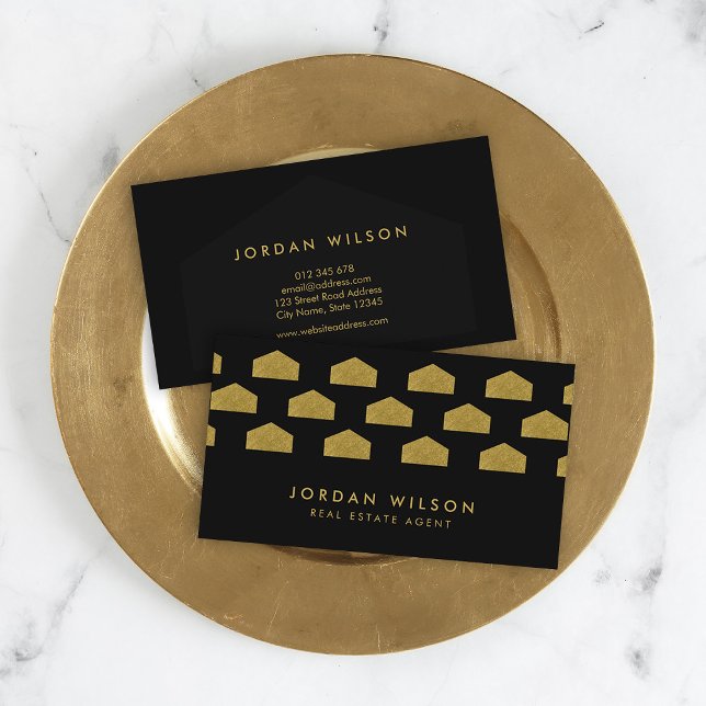 Black Elegant House Mönster Real Gods Agent Visitkort (Skapare uppladdad)