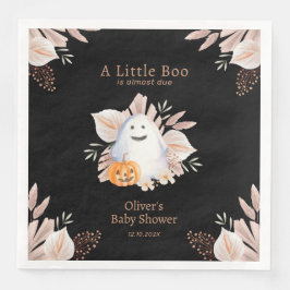 Black Elegant Little Boo Boho Ghost Baby Shower Pappersservett
